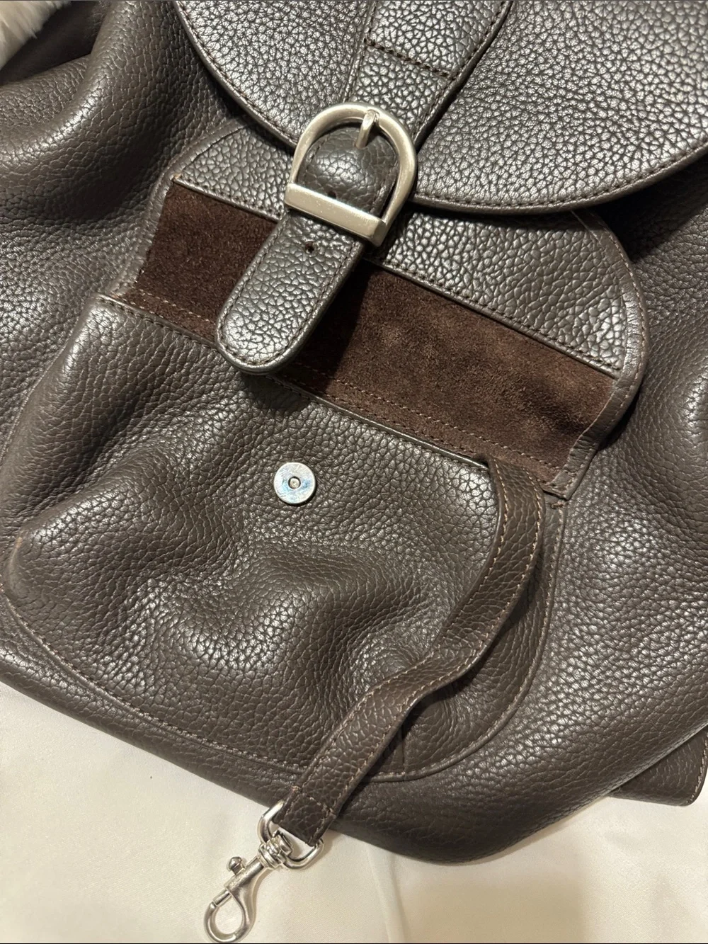 Eddie Bauer Classic Pebbled Leather Backpack in Dark Brown